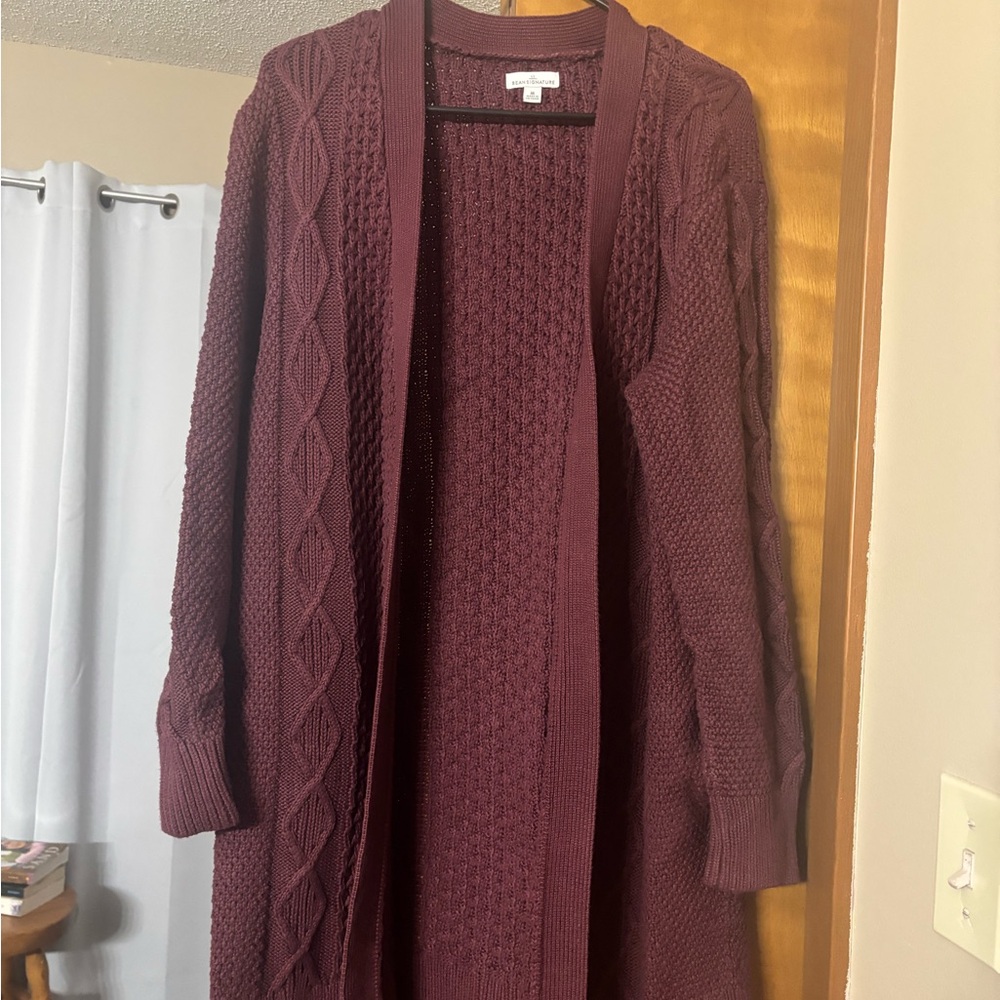 LL Bean Women's Burgundy Cotton Cardigan Sweater